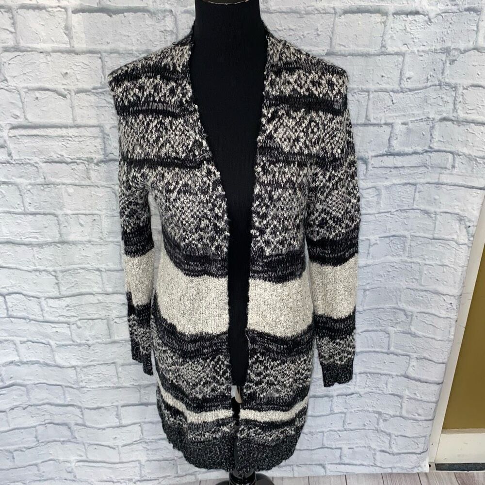 Charlotte Russe open front black white & grey Longsleeve cardigan sz S women